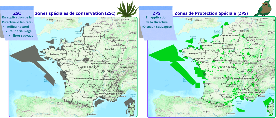 carte des zones ZSC et ZPS